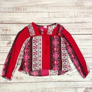 Girls Tassel and Tie Peasant Top